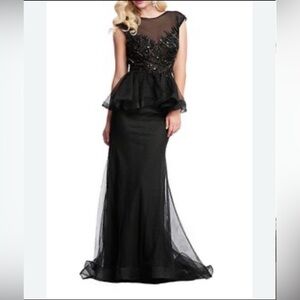 MAC duggal black tulle evening dress size 12
